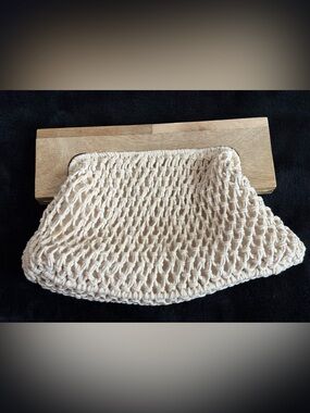 a new day Cream Macramé Clutch